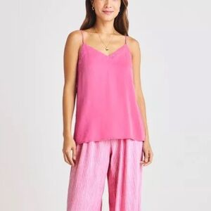 Splendid Elena Tunic Adjustable Tank Top Pink Women Small 100% Lyocell